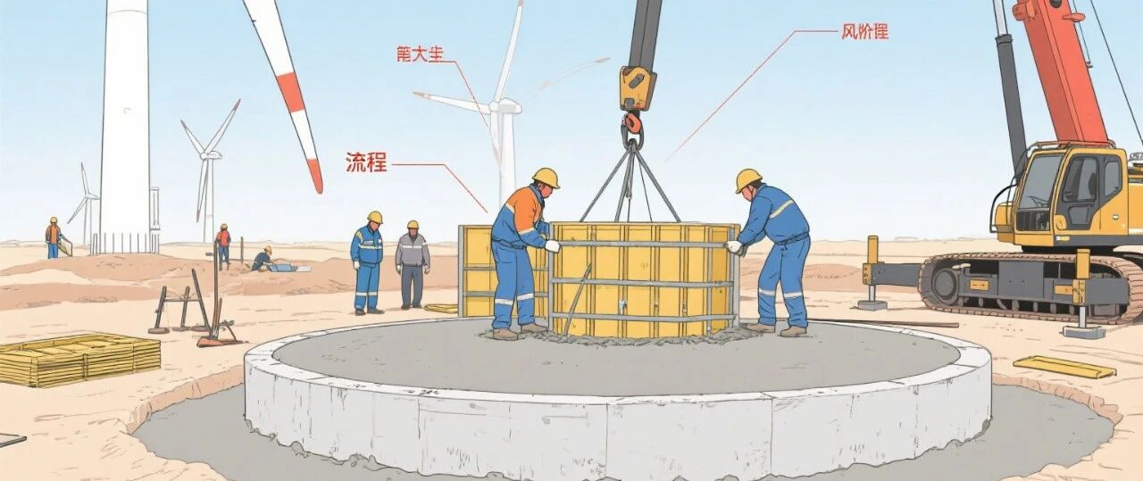 风机基础混凝土浇筑流程图